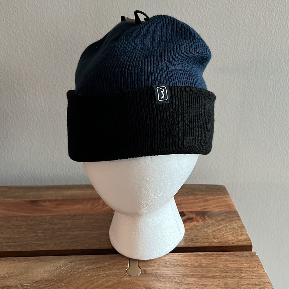 PGA Tour golf Blue and Black Knit reversible beanie